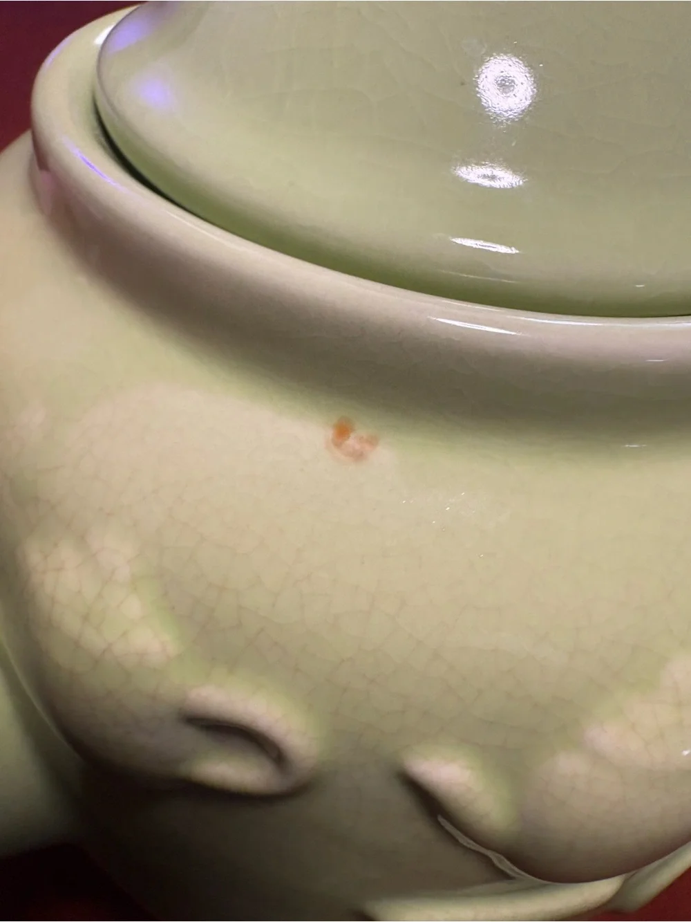 *Rare* Green Ceramic 'Tea' Teapot with Embossed Teapot Motif